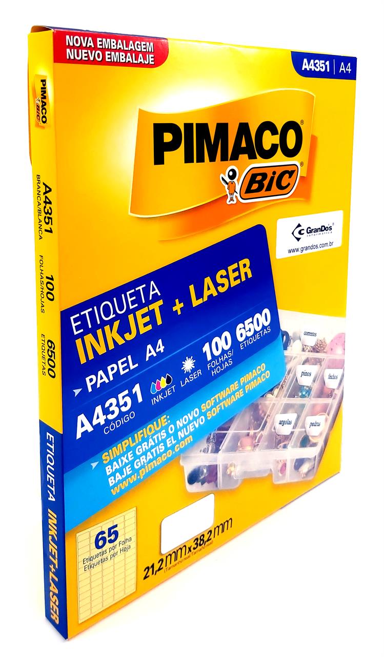 Etiquetas A4351 21,2mm x 38,2mm Pimaco