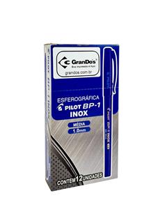 Caneta Esferográfica Pilot BP1 Inox Azul 12 Unidades