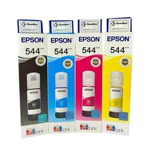 Combo com Garrafas de Tinta T544 1un Preto 1un Ciano 1un Magenta 1un Amarelo para Impressora Tanque de Tinta Epson L1110 L1210 L1250 L3110 L3150 L3160 L3210 L3250 L3251 L3260 L3560 L5190 L5290 L5590 no atacado em pack com 4