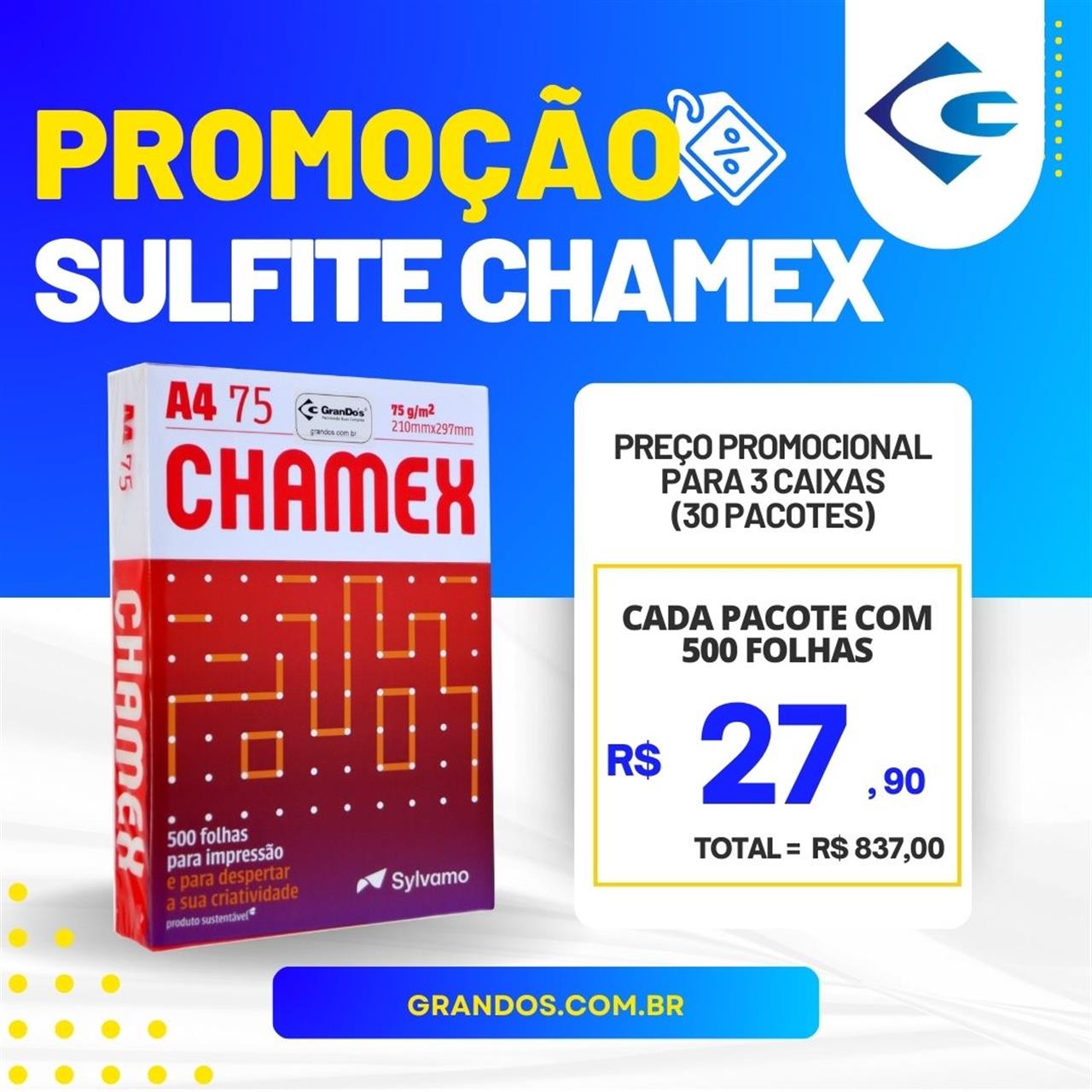 Sulfite - Papel Sulfite A4 Chamex pack com 30 pacotes com 500 Folhas