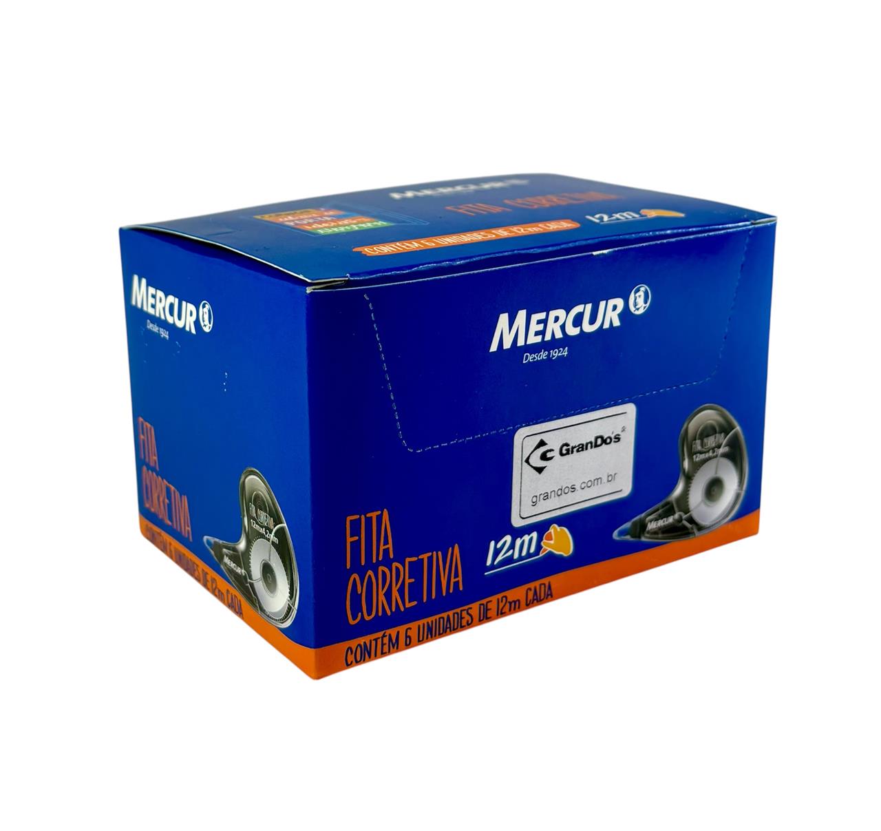 Corretivo em Fita 4,2 mm x 12 metros Mercur no Pack com 6 Unidades