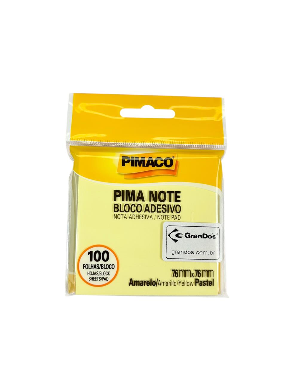 Bloco Adesivo Amarelo PIMACO 76mm X 76mm 100 Folhas