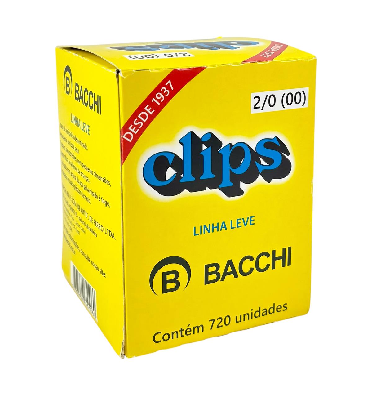 Clips Leve Numero 2/0 caixa com 720 unidades