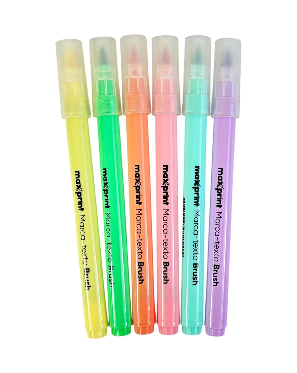 Caneta Marca Texto Brush Pastel Maxprint com 6 Cores