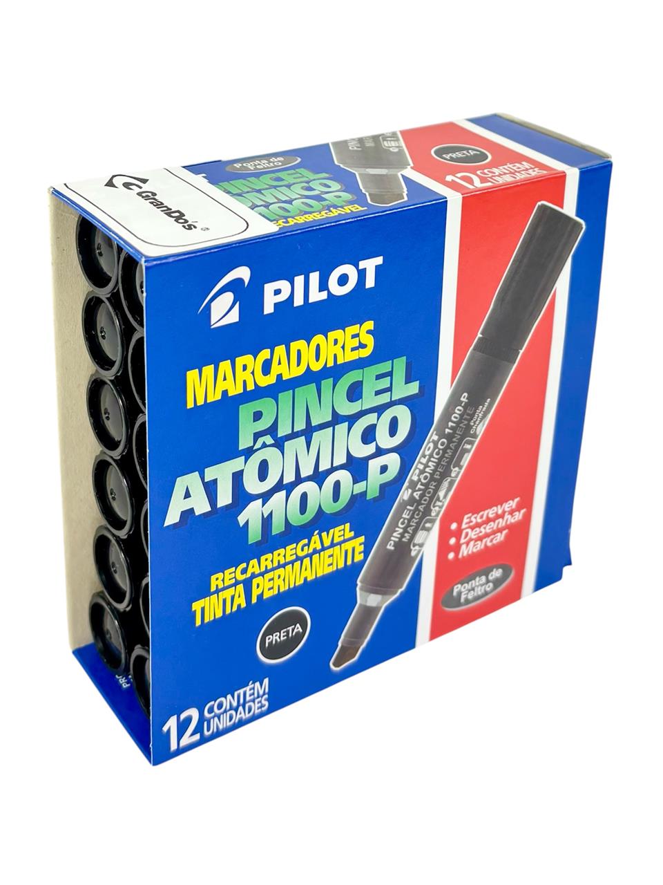Pincel Atômico PRETO Pilot na Caixa com 12 Unidades