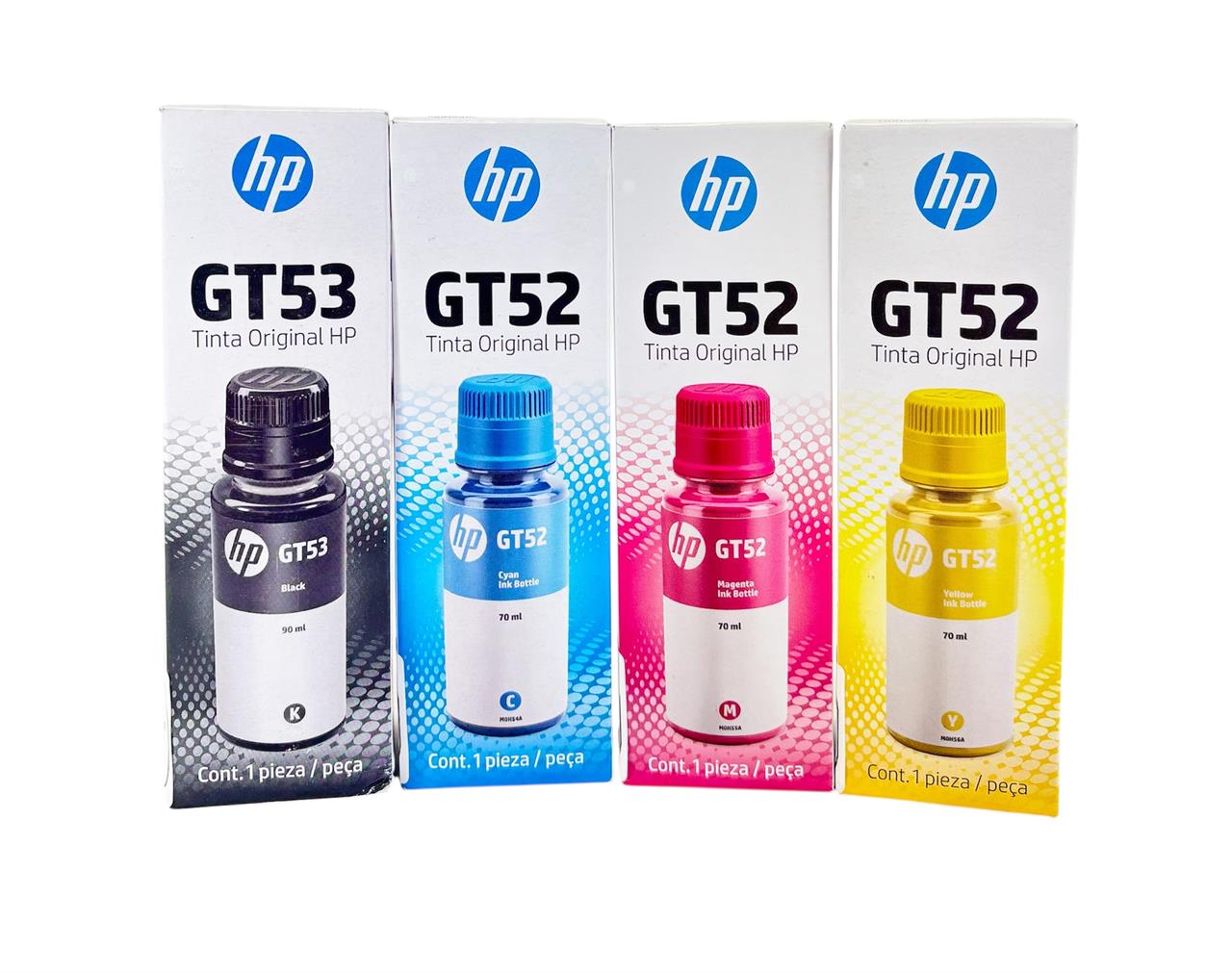 Kit de Refil de Tinta Original HP GT52 GT53 em Pack com as 4 Cores