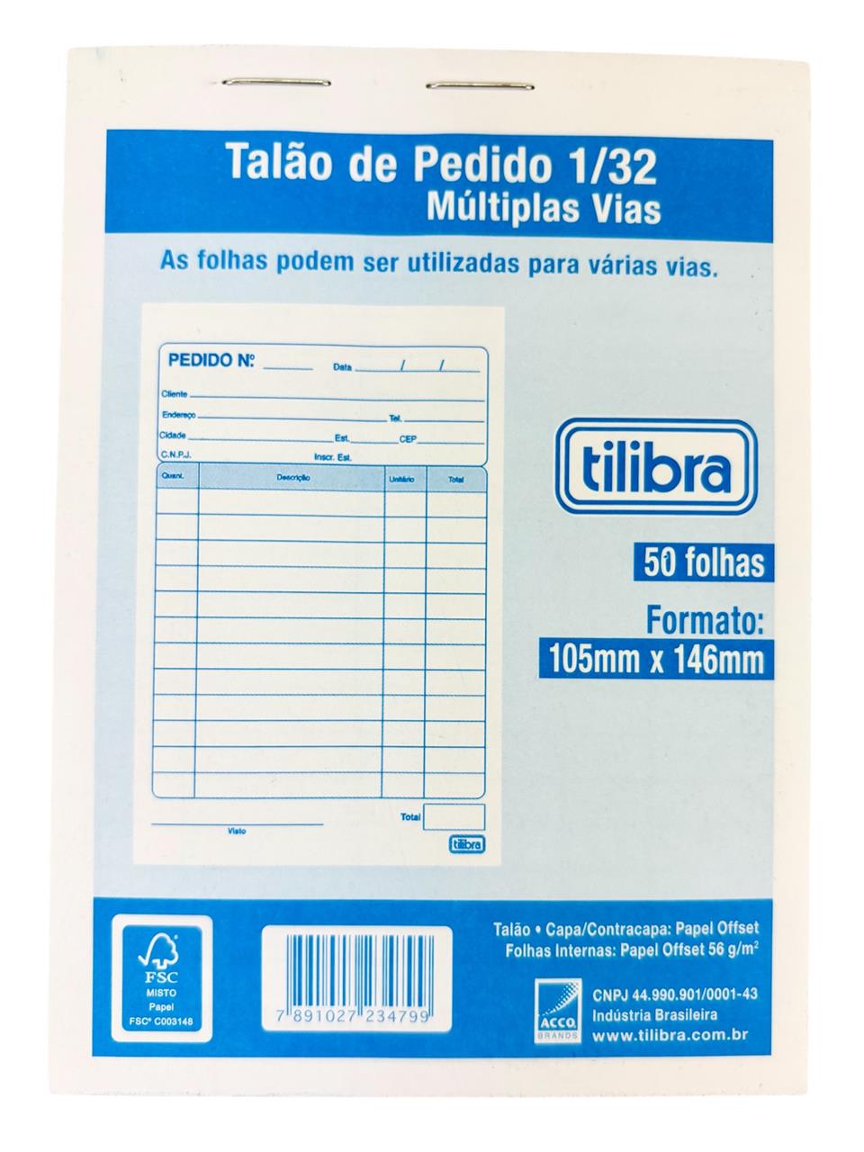 Pedido 105mm x 146mm 50 Folhas Tilibra no Pack com 20 Blocos