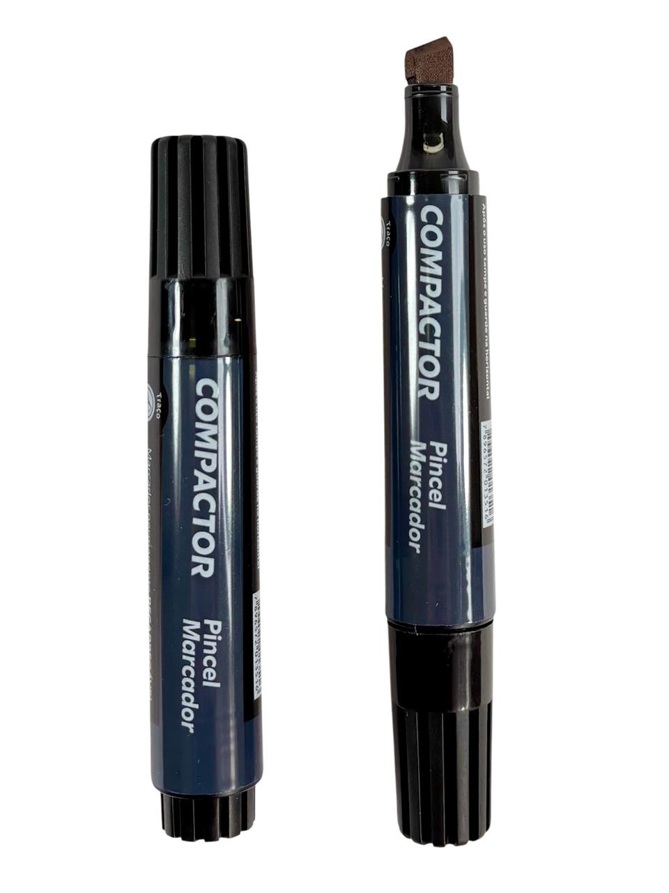 Pincel Marcador Permanente Preto Compactor kit com 2 Unidades